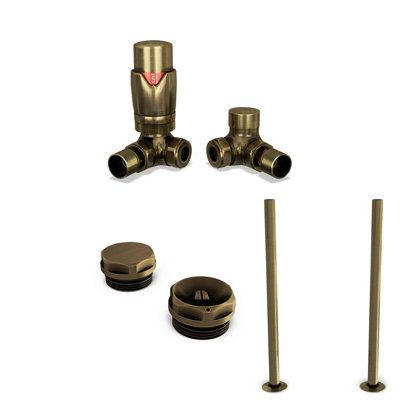 B&Q -  Thermostatic Radiator Valve Makeover Kit Trv Corner With Lockshield 15mmModern Style Antique BrassStirling Bold