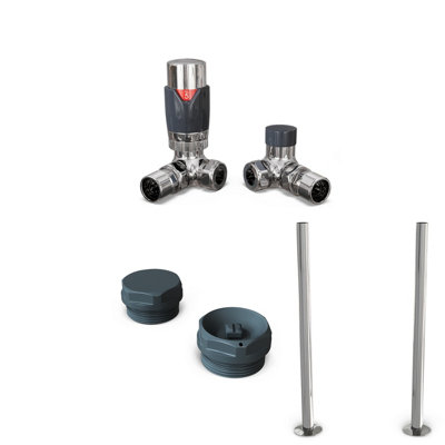 Uk Radiators 1/2Bsp 15mm Corner Anthracite Modern Thermostatic Radiator Valve & Lockshield Talus Flair from B&Q