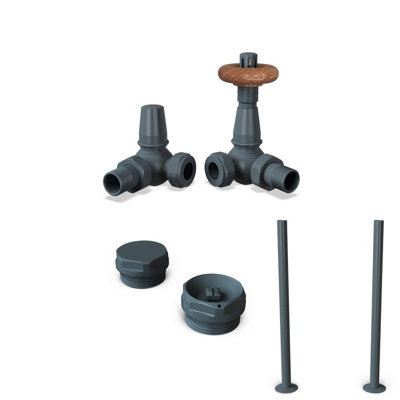 Uk Radiators 1/2Bsp 15mm Corner Anthracite Traditional Thermostatic Radiator Valve & Lockshield Derry Traditional from B&Q