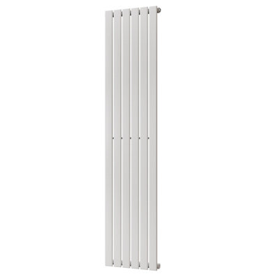 B&Q -  Typhoon White Flat Tube Vertical Steel Designer Radiator W/ Feet Btu2699 791W(H) 1800 X (W) 408mm