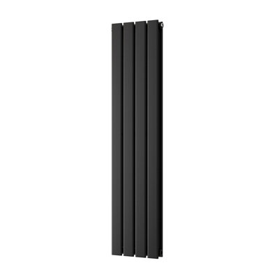 B&Q -  Typhoon Black Flat Tube Vertical Steel Designer Radiator W/ Feet Btu1948 571W(H) 1200 X (W) 272mm