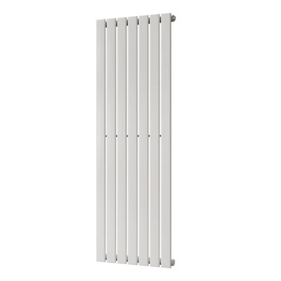 B&Q -  Typhoon White Flat Tube Vertical Steel Designer Radiator W/ Feet Btu2525 740W(H) 1400 X (W) 476mm