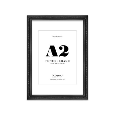 A2 Black Ornate Picture Frame (59.4 X 42Cm) With Mount For A3 PosterPhotoArtworkGallery Wall Or Print from B&Q