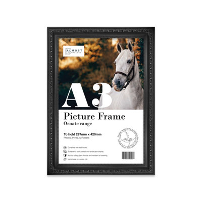 A3 Black Ornate Picture Frame (42 X 29.7Cm) PosterPhotoArtworkGallery Wall Or Print from B&Q