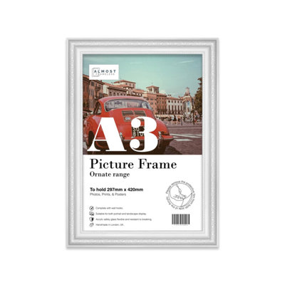 A3 White Ornate Picture Frame (42 X 29.7Cm) PosterPhotoArtworkGallery Wall Or Print from B&Q