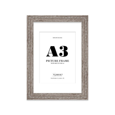 A3 Walnut Ornate Picture Frame (42 X 29.7Cm) With Mount For A4 PosterPhotoArtworkGallery Wall Or Print from B&Q