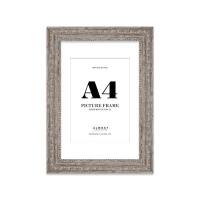 A4 Walnut Ornate Picture Frame (29.7 X 21Cm) With Mount For A5 PosterPhotoArtworkGallery Wall Or Print from B&Q