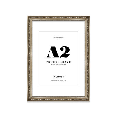A2 Gunmetal  Ornate Picture Frame (59.4 X 42Cm) With Mount For A3 PosterPhotoArtworkGallery Wall Or Print from B&Q
