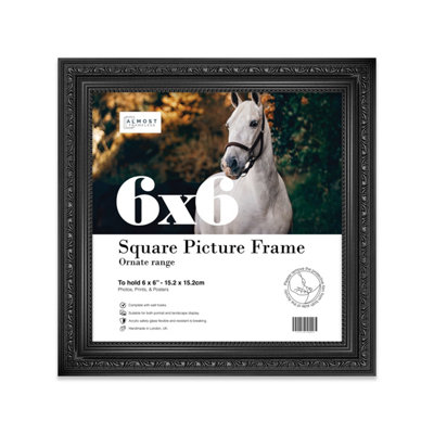 6X6 Black Ornate Picture Frame (15.2 X 15.2Cm) PosterPhotoArtworkGallery Wall Or Print from B&Q