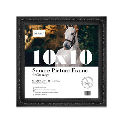 10X10 Black Ornate Picture Frame (25.4 X 25.4Cm) PosterPhotoArtworkGallery Wall Or Print from B&Q