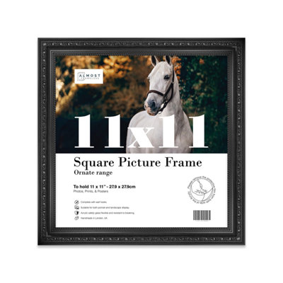 11X11 Black Ornate Picture Frame (27.9 X 27.9Cm) PosterPhotoArtworkGallery Wall Or Print from B&Q