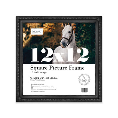 12X12 Black Ornate Picture Frame (30.5 X 30.5Cm) PosterPhotoArtworkGallery Wall Or Print from B&Q