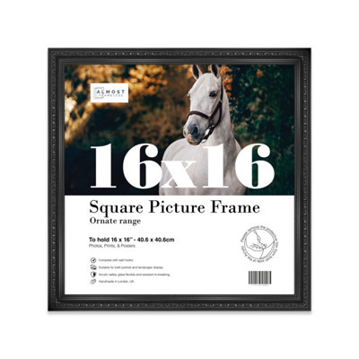 16X16 Black Ornate Picture Frame (40.6 X 40.6Cm) PosterPhotoArtworkGallery Wall Or Print from B&Q