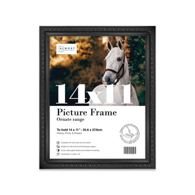 14X11 Black Ornate Picture Frame (35.6 X 27.9Cm) PosterPhotoArtworkGallery Wall Or Print from B&Q