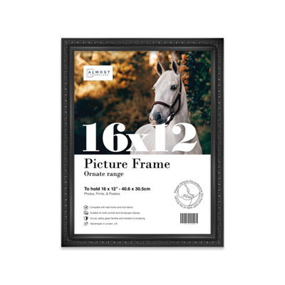 16X12 Black Ornate Picture Frame (40.6 X 30.5Cm) PosterPhotoArtworkGallery Wall Or Print from B&Q