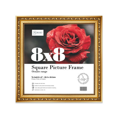 8X8 Gold Ornate Picture Frame (20.3 X 20.3Cm) PosterPhotoArtworkGallery Wall Or Print from B&Q
