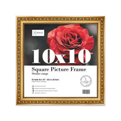 10X10 Gold Ornate Picture Frame (25.4 X 25.4Cm) PosterPhotoArtworkGallery Wall Or Print from B&Q