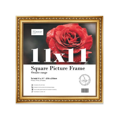 11X11 Gold Ornate Picture Frame (27.9 X 27.9Cm) PosterPhotoArtworkGallery Wall Or Print from B&Q