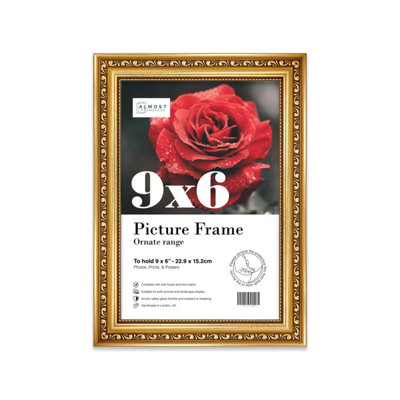 9X6 Gold Ornate Picture Frame (22.9 X 15.2Cm) PosterPhotoArtworkGallery Wall Or Print from B&Q