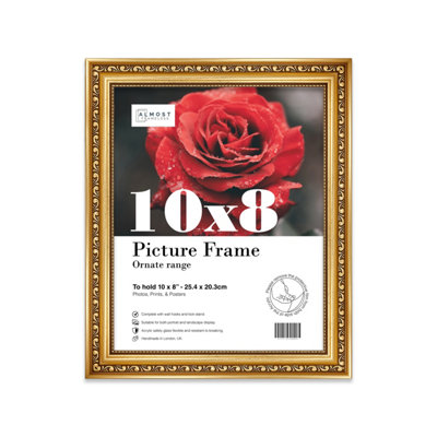10X8 Gold Ornate Picture Frame (25.4 X 20.3Cm) PosterPhotoArtworkGallery Wall Or Print from B&Q