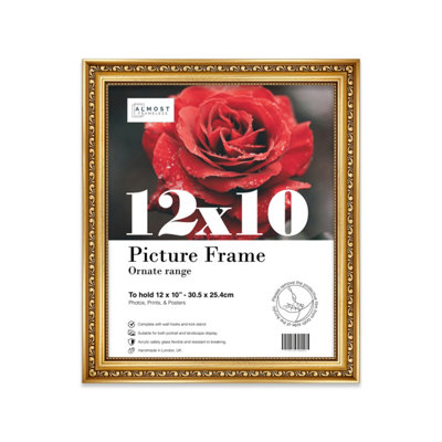 12X10 Gold Ornate Picture Frame (30.5 X 25.4Cm) PosterPhotoArtworkGallery Wall Or Print from B&Q