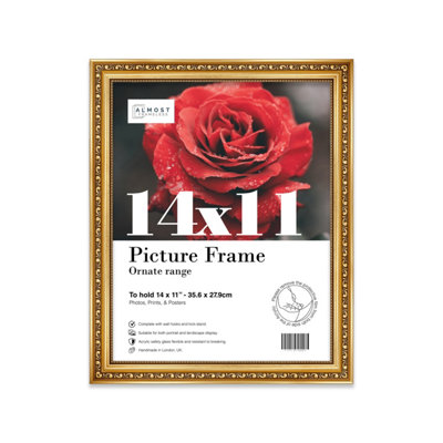 14X11 Gold Ornate Picture Frame (35.6 X 27.9Cm) PosterPhotoArtworkGallery Wall Or Print from B&Q
