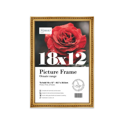 18X12 Gold Ornate Picture Frame (45.7 X 30.5Cm) PosterPhotoArtworkGallery Wall Or Print from B&Q