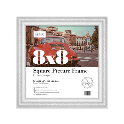 8X8 White Ornate Picture Frame (20.3 X 20.3Cm) PosterPhotoArtworkGallery Wall Or Print from B&Q