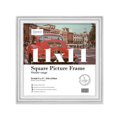 11X11 White Ornate Picture Frame (27.9 X 27.9Cm) PosterPhotoArtworkGallery Wall Or Print from B&Q