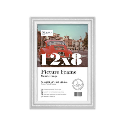 12X8 White Ornate Picture Frame (30.5 X 20.3Cm) PosterPhotoArtworkGallery Wall Or Print from B&Q