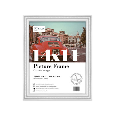 14X11 White Ornate Picture Frame (35.6 X 27.9Cm) PosterPhotoArtworkGallery Wall Or Print from B&Q