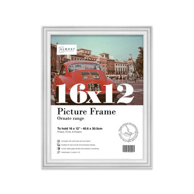16X12 White Ornate Picture Frame (40.6 X 30.5Cm) PosterPhotoArtworkGallery Wall Or Print from B&Q