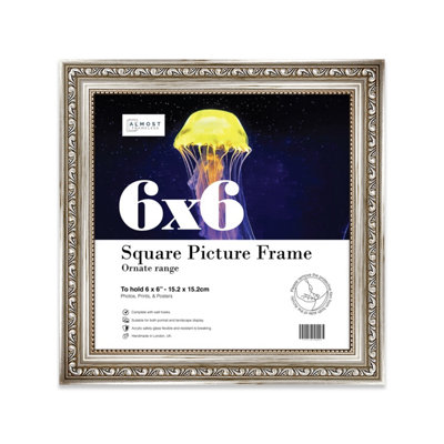 6X6 Silver Ornate Picture Frame (15.2 X 15.2Cm) PosterPhotoArtworkGallery Wall Or Print from B&Q