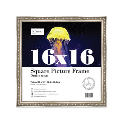 16X16 Silver Ornate Picture Frame (40.6 X 40.6Cm) PosterPhotoArtworkGallery Wall Or Print from B&Q
