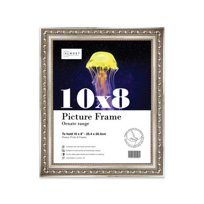 10X8 Silver Ornate Picture Frame (25.4 X 20.3Cm) PosterPhotoArtworkGallery Wall Or Print from B&Q