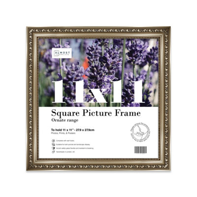 11X11 Gunmetal  Ornate Picture Frame (27.9 X 27.9Cm) PosterPhotoArtworkGallery Wall Or Print from B&Q