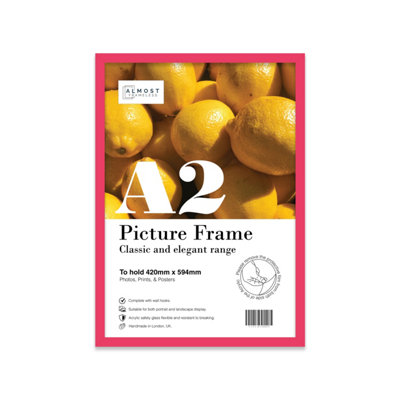 A2 Bright Pink Picture Frame Fits A2 (42 X 59.4Cm16.5 X 23.4In) PosterPhotoArtworkOr Print. from B&Q