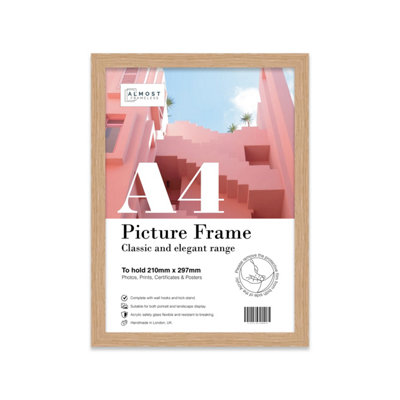 A4 Oak Picture Frame Fits A4 (21 X 29.7Cm8.3 X 11.7In) PosterPhotoArtworkOr Print. from B&Q
