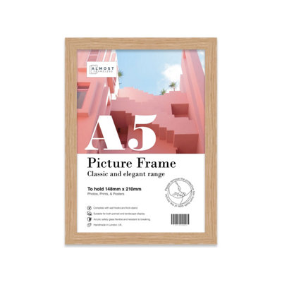 A5 Oak Picture Frame Fits A5 (14.8 X 21Cm5.8 X 8.3In) PosterPhotoArtworkOr Print. from B&Q
