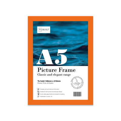 A5 Orange Picture Frame Fits A5 (14.8 X 21Cm5.8 X 8.3In) PosterPhotoArtworkOr Print. from B&Q