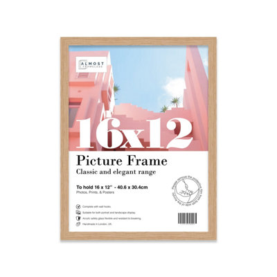 16X12 Oak Picture Frame (40.6 X 30.5Cm) PosterPhotoArtworkGallery Wall Or Print from B&Q