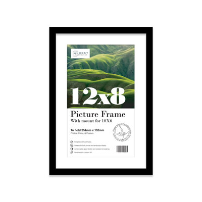 12X8" Black Frame With Mount For 10X6" Pictures 20mm Thin Edge Portrait And Landscape Display With Wall Hooks And Kickstand from B&Q