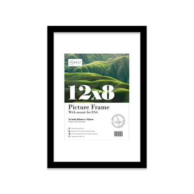 12X8" Black Frame With Mount For 8X6" Pictures 20mm Slim Edge Portrait And Landscape Display With Wall Hooks And Kickstand from B&Q