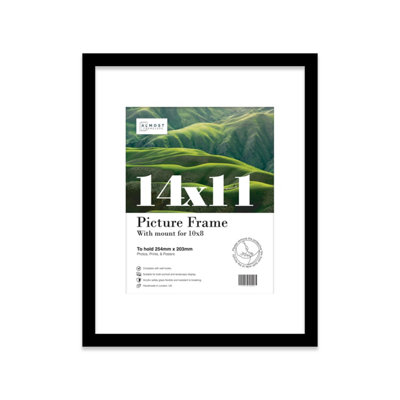14X11" Black Frame With Mount For 10X8" Pictures 20mm Thin Edge Portrait And Landscape Display With Wall Hooks And Kickstand from B&Q