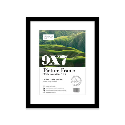 9X7" Black Frame With Mount For 7X5" Pictures 20mm Slim Edge Portrait And Landscape Display With Wall Hooks And Kickstand from B&Q