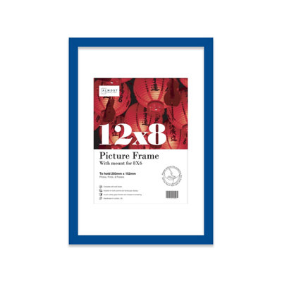 12X8" Blue Frame With Mount For 8X6" Pictures 20mm Thin Edge Portrait And Landscape Display With Wall Hooks And Kickstand from B&Q