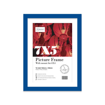 7X5" Blue Frame With Mount For 6X4" Pictures 20mm Thin Edge Portrait And Landscape Display With Wall Hooks And Kickstand from B&Q