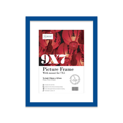 9X7" Blue Frame With Mount For 7X5" Pictures 20mm Thin Edge Portrait And Landscape Display With Wall Hooks And Kickstand from B&Q