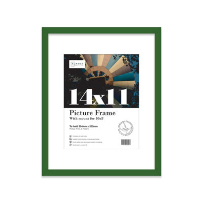 14X11" Green Frame With Mount For 10X8" Pictures 20mm Slim Edge Portrait And Landscape Display With Wall Hooks And Kickstand from B&Q