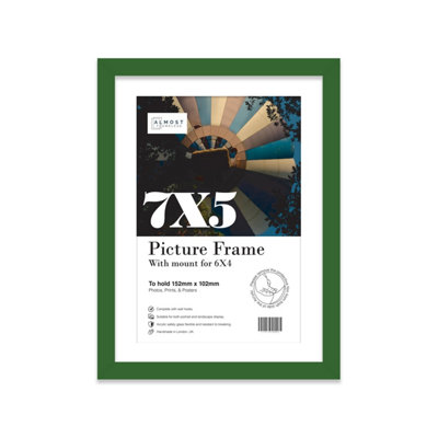 7X5" Green Frame With Mount For 6X4" Pictures 20mm Thin Edge Portrait And Landscape Display With Wall Hooks And Kickstand from B&Q